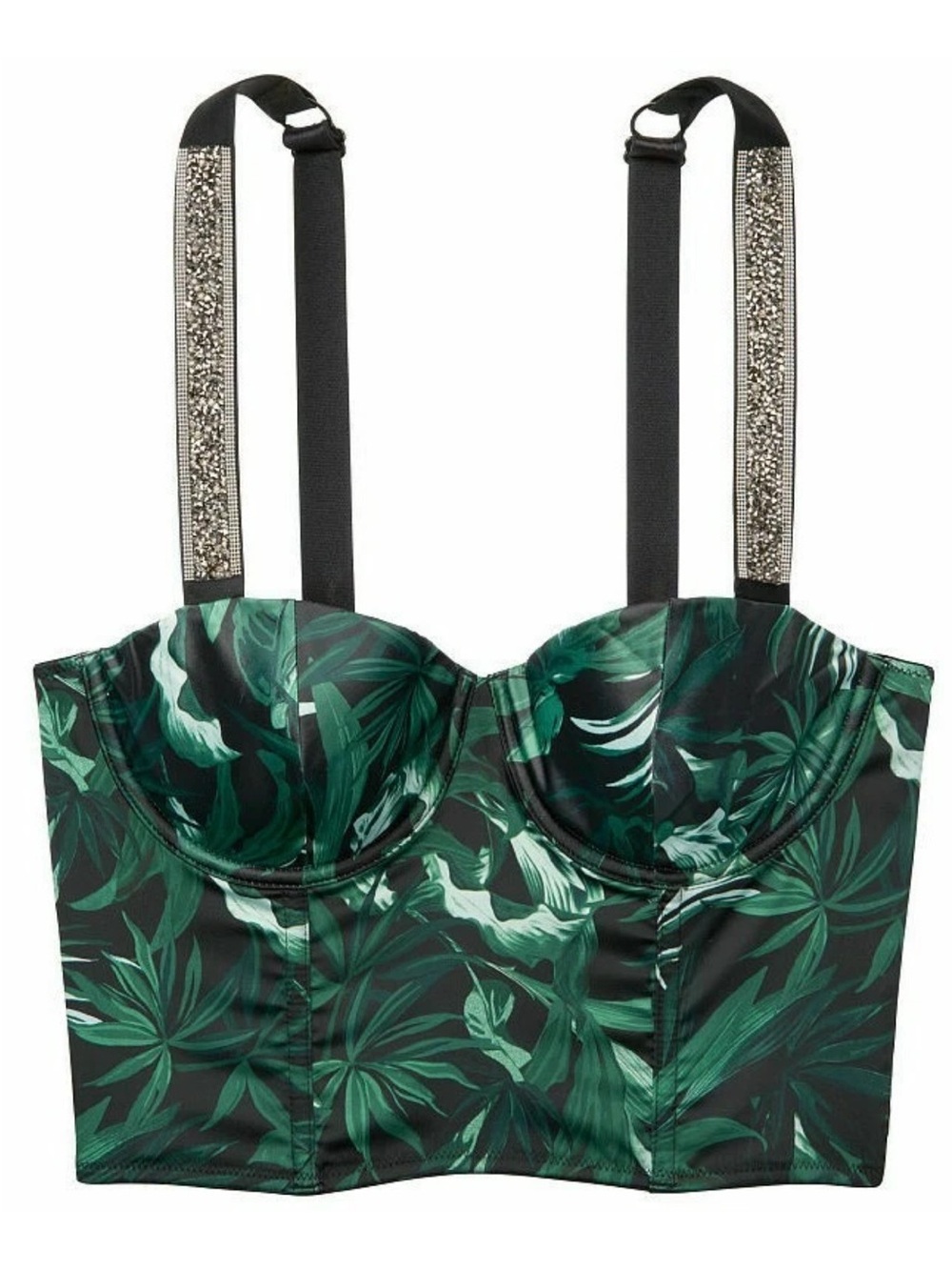 VICTORIA'S SECRET Very Sexy Lined Shine Strap Bra Green Tropical